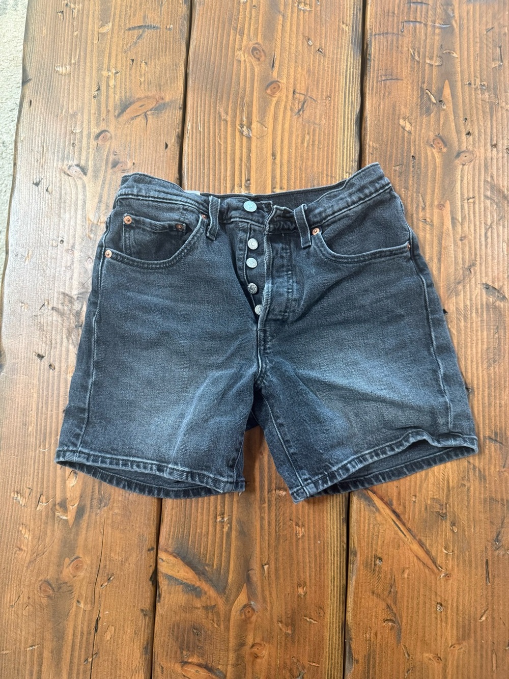 Women’s Classic Levi Button-Fly Denim Shorts - Black Wash